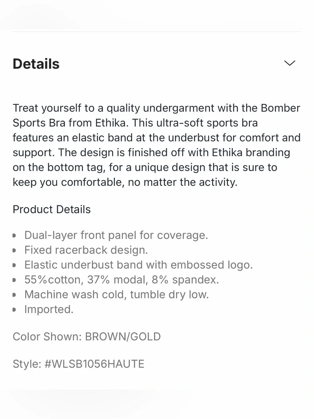Ethika Haute Print Racerback Sports Bra XL Brown Gold